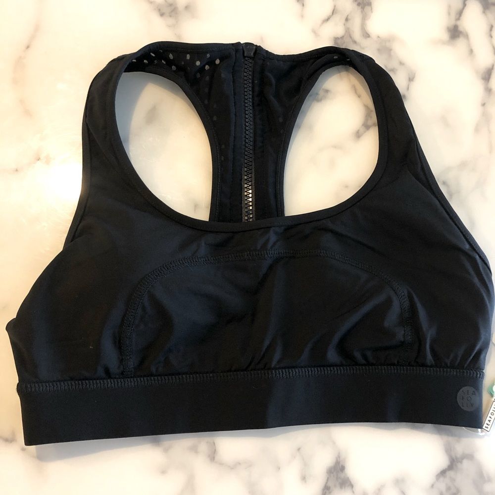NWT Seafolly black size 6 horizon luxe sports bra